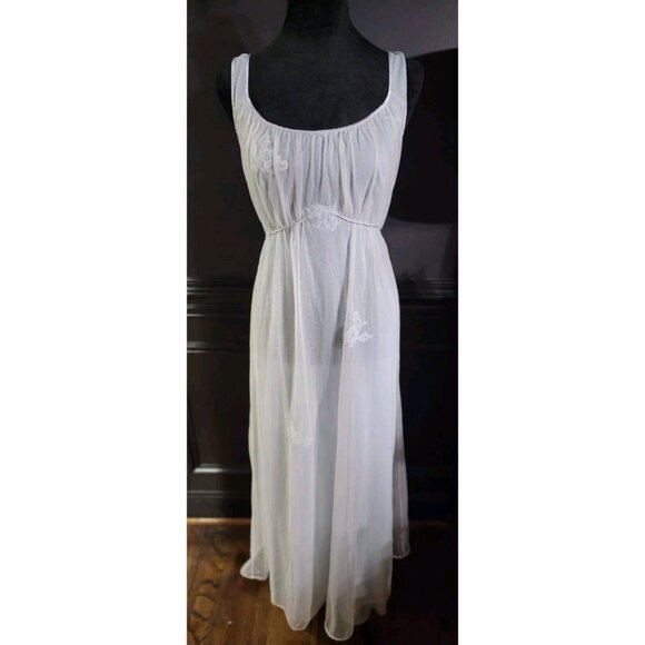 Vintage 1970s Gossard Artemis Pale Blue Double Layer Chiffon Nightgown Wedding S - Picture 14 of 15